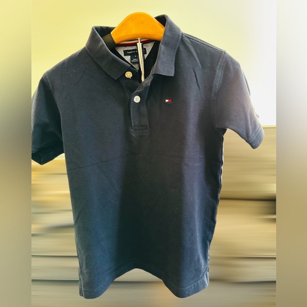 Tommy Hilfiger Dark Blue Polo with Red Accents